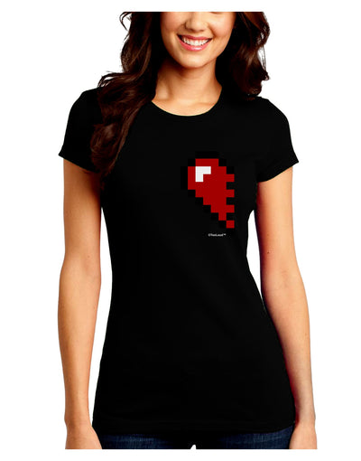 Couples Pixel Heart Design - Left Juniors Crew Dark T-Shirt by TooLoud-T-Shirts Juniors Tops-TooLoud-Black-Juniors Fitted Small-Davson Sales