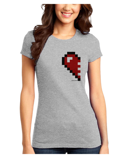 Couples Pixel Heart Design - Left Juniors T-Shirt by TooLoud-Womens Juniors T-Shirt-TooLoud-Ash-Gray-Juniors Fitted X-Small-Davson Sales