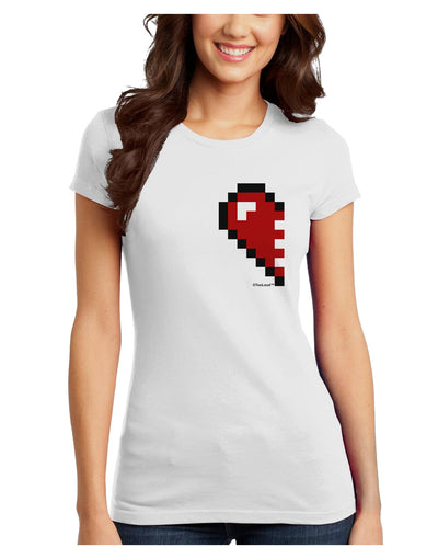 Couples Pixel Heart Design - Left Juniors T-Shirt by TooLoud-Womens Juniors T-Shirt-TooLoud-White-Juniors Fitted X-Small-Davson Sales