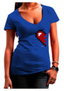 Couples Pixel Heart Design - Left Juniors V-Neck Dark T-Shirt by TooLoud-Womens V-Neck T-Shirts-TooLoud-Royal-Blue-Juniors Fitted Small-Davson Sales