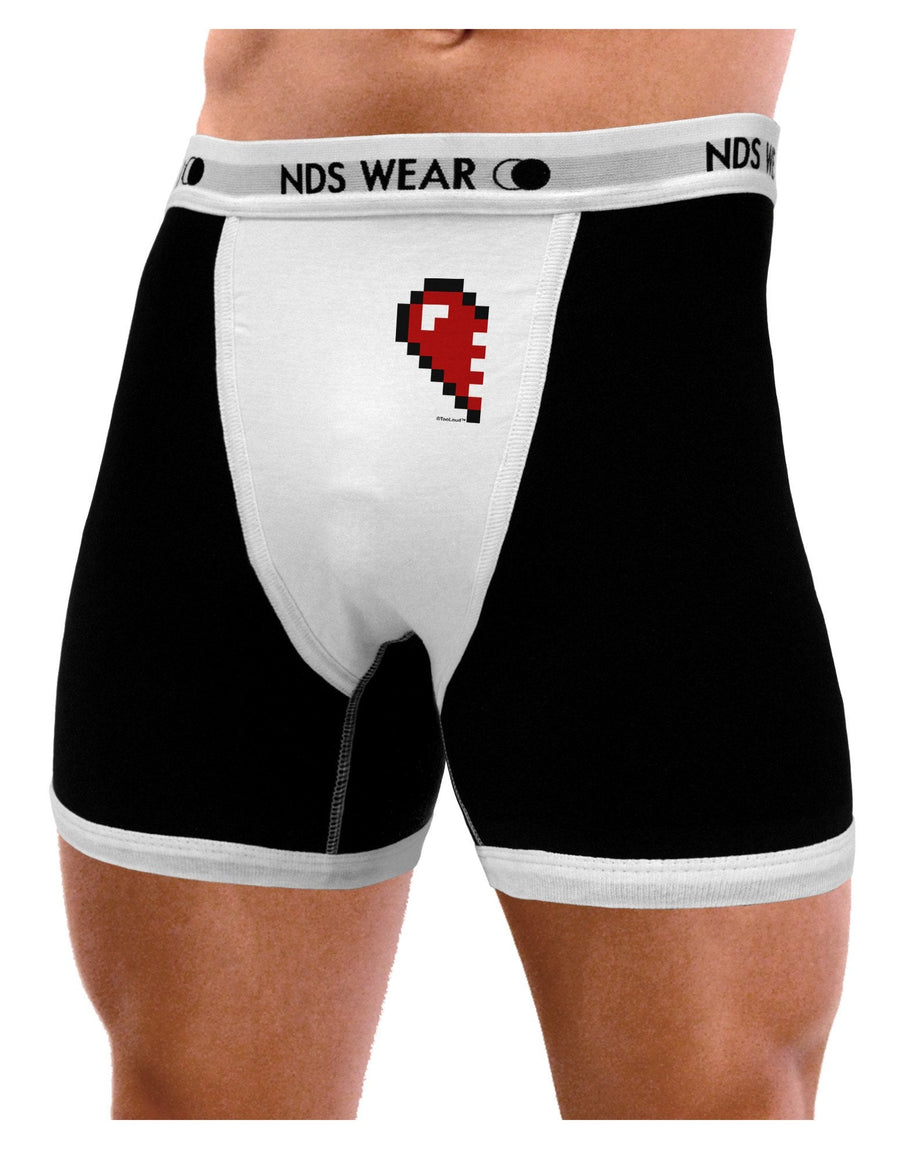 Couples Pixel Heart Design - Left Mens Boxer Brief Underwear by TooLoud-Boxer Briefs-NDS Wear-Black-with-White-Small-NDS WEAR