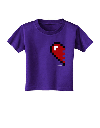 Couples Pixel Heart Design - Left Toddler T-Shirt Dark by TooLoud-Toddler T-Shirt-TooLoud-Purple-2T-Davson Sales