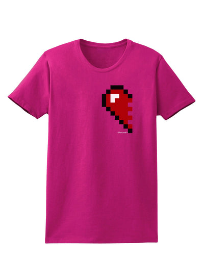 Couples Pixel Heart Design - Left Womens Dark T-Shirt by TooLoud-Womens T-Shirt-TooLoud-Hot-Pink-Small-Davson Sales