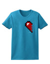 Couples Pixel Heart Design - Left Womens Dark T-Shirt by TooLoud-Womens T-Shirt-TooLoud-Turquoise-X-Small-Davson Sales