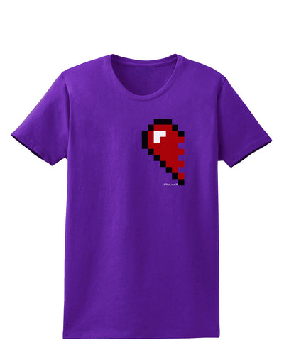 Couples Pixel Heart Design - Left Womens Dark T-Shirt by TooLoud-Womens T-Shirt-TooLoud-Purple-X-Small-Davson Sales