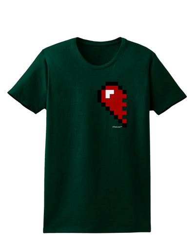 Couples Pixel Heart Design - Left Womens Dark T-Shirt by TooLoud-Womens T-Shirt-TooLoud-Forest-Green-Small-Davson Sales