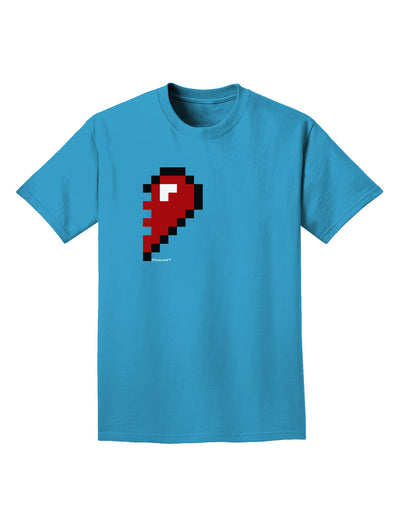 Couples Pixel Heart Design - Right Adult Dark T-Shirt by TooLoud-Mens T-Shirt-TooLoud-Turquoise-Small-Davson Sales