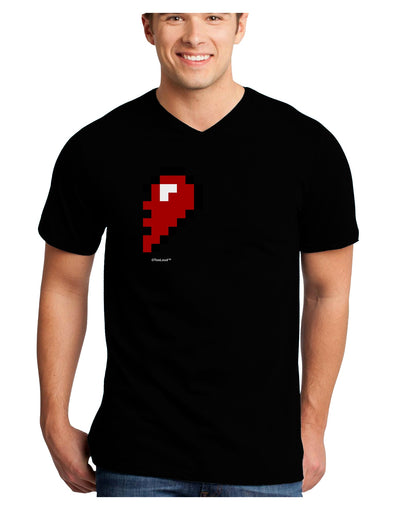 Couples Pixel Heart Design - Right Adult Dark V-Neck T-Shirt by TooLoud-Mens V-Neck T-Shirt-TooLoud-Black-Small-Davson Sales