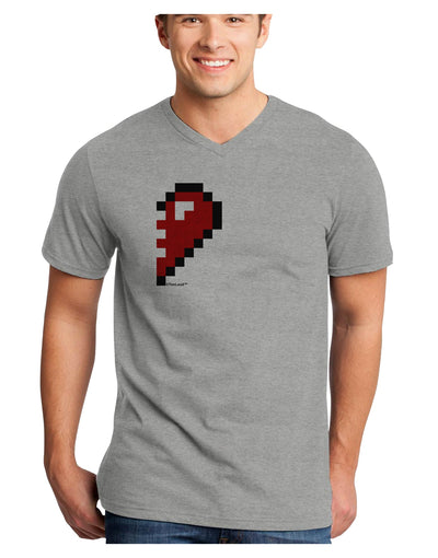 Couples Pixel Heart Design - Right Adult V-Neck T-shirt by TooLoud-Mens V-Neck T-Shirt-TooLoud-HeatherGray-Small-Davson Sales