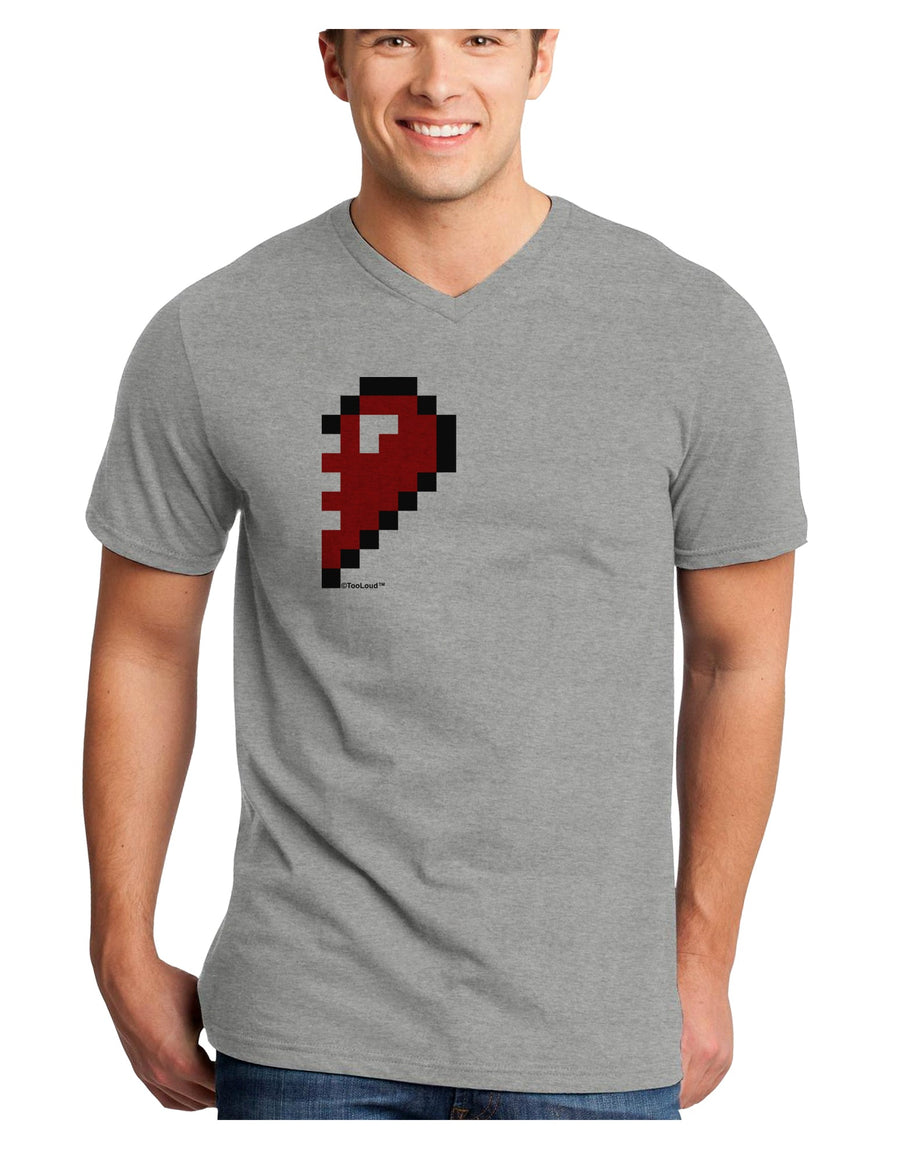 Couples Pixel Heart Design - Right Adult V-Neck T-shirt by TooLoud-Mens V-Neck T-Shirt-TooLoud-White-Small-Davson Sales