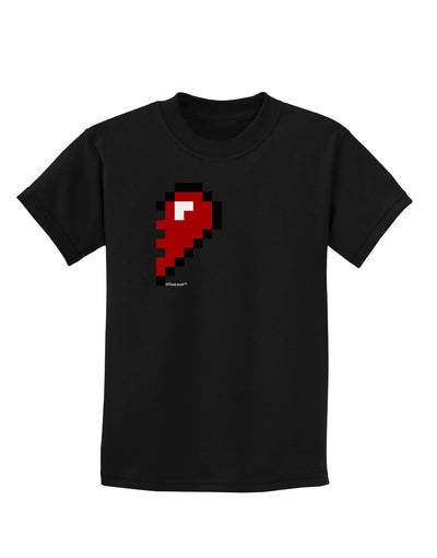 Couples Pixel Heart Design - Right Childrens Dark T-Shirt by TooLoud-Childrens T-Shirt-TooLoud-Black-X-Small-Davson Sales