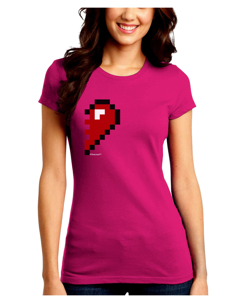 Couples Pixel Heart Design - Right Juniors Crew Dark T-Shirt by TooLoud-T-Shirts Juniors Tops-TooLoud-Black-Juniors Fitted Small-Davson Sales