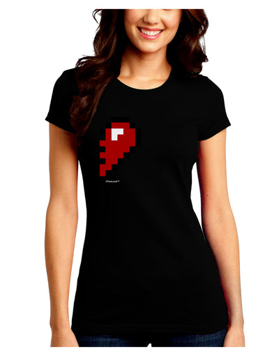 Couples Pixel Heart Design - Right Juniors Crew Dark T-Shirt by TooLoud-T-Shirts Juniors Tops-TooLoud-Black-Juniors Fitted Small-Davson Sales