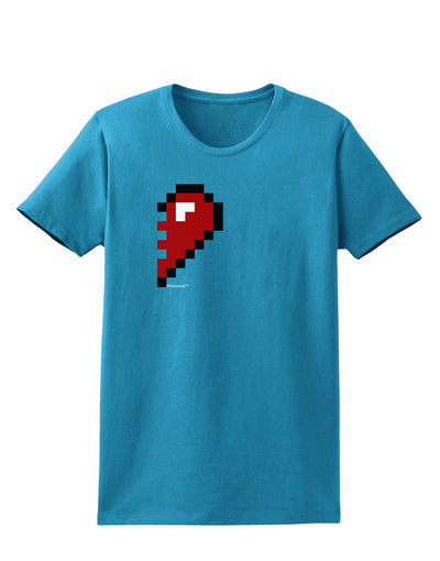 Couples Pixel Heart Design - Right Womens Dark T-Shirt by TooLoud-Womens T-Shirt-TooLoud-Turquoise-X-Small-Davson Sales