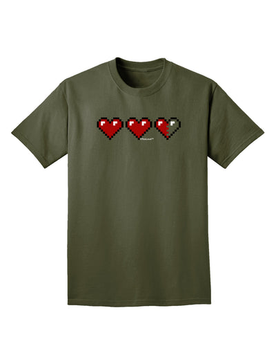 Couples Pixel Heart Life Bar - Left Adult Dark T-Shirt by TooLoud-Mens T-Shirt-TooLoud-Military-Green-Small-Davson Sales