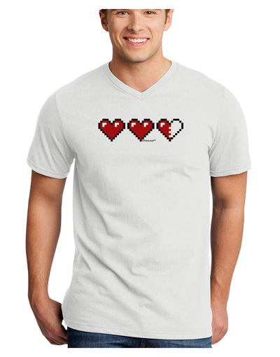 Couples Pixel Heart Life Bar - Left Adult V-Neck T-shirt by TooLoud-Mens V-Neck T-Shirt-TooLoud-White-Small-Davson Sales