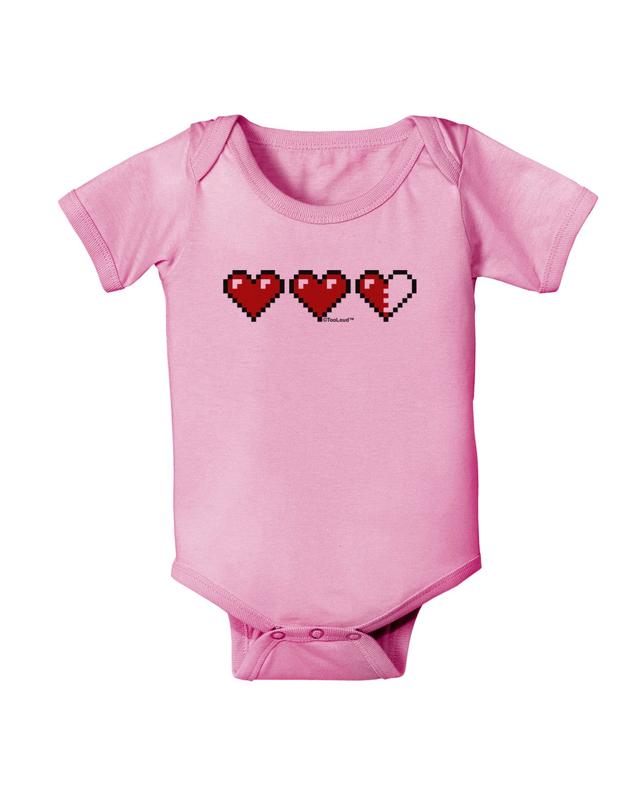 Couples Pixel Heart Life Bar - Left Baby Romper Bodysuit by TooLoud-Baby Romper-TooLoud-White-06-Months-Davson Sales