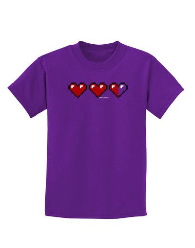 Couples Pixel Heart Life Bar - Left Childrens Dark T-Shirt by TooLoud-Childrens T-Shirt-TooLoud-Purple-X-Small-Davson Sales