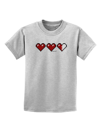 Couples Pixel Heart Life Bar - Left Childrens T-Shirt by TooLoud-Childrens T-Shirt-TooLoud-AshGray-X-Small-Davson Sales