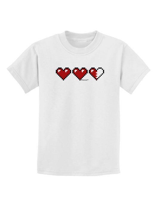 Couples Pixel Heart Life Bar - Left Childrens T-Shirt by TooLoud-Childrens T-Shirt-TooLoud-White-X-Small-Davson Sales