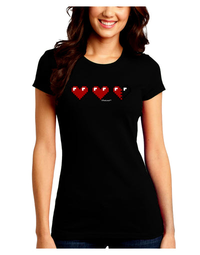 Couples Pixel Heart Life Bar - Left Juniors Crew Dark T-Shirt by TooLoud-T-Shirts Juniors Tops-TooLoud-Black-Juniors Fitted Small-Davson Sales