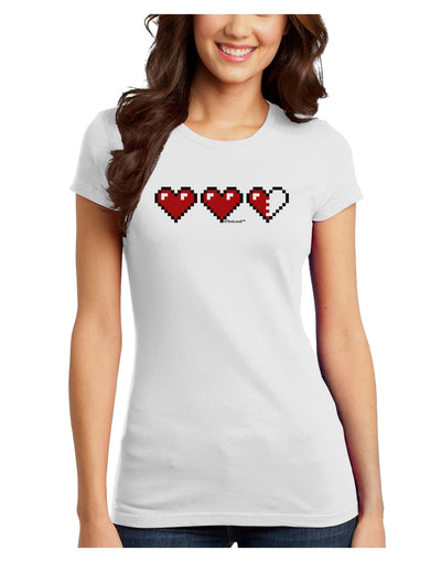 Couples Pixel Heart Life Bar - Left Juniors T-Shirt by TooLoud-Womens Juniors T-Shirt-TooLoud-White-Juniors Fitted X-Small-Davson Sales