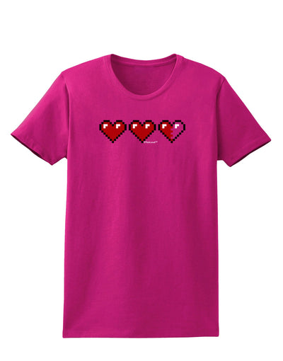 Couples Pixel Heart Life Bar - Left Womens Dark T-Shirt by TooLoud-Womens T-Shirt-TooLoud-Hot-Pink-Small-Davson Sales