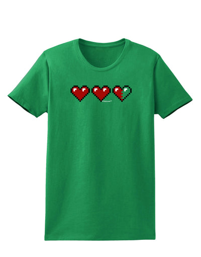 Couples Pixel Heart Life Bar - Left Womens Dark T-Shirt by TooLoud-Womens T-Shirt-TooLoud-Kelly-Green-X-Small-Davson Sales