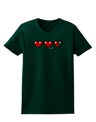 Couples Pixel Heart Life Bar - Left Womens Dark T-Shirt by TooLoud-Womens T-Shirt-TooLoud-Forest-Green-Small-Davson Sales