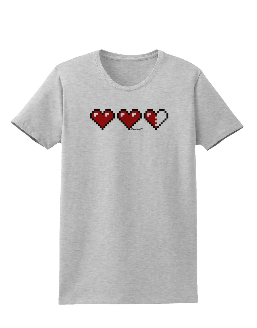 Couples Pixel Heart Life Bar - Left Womens T-Shirt by TooLoud-Womens T-Shirt-TooLoud-White-X-Small-Davson Sales