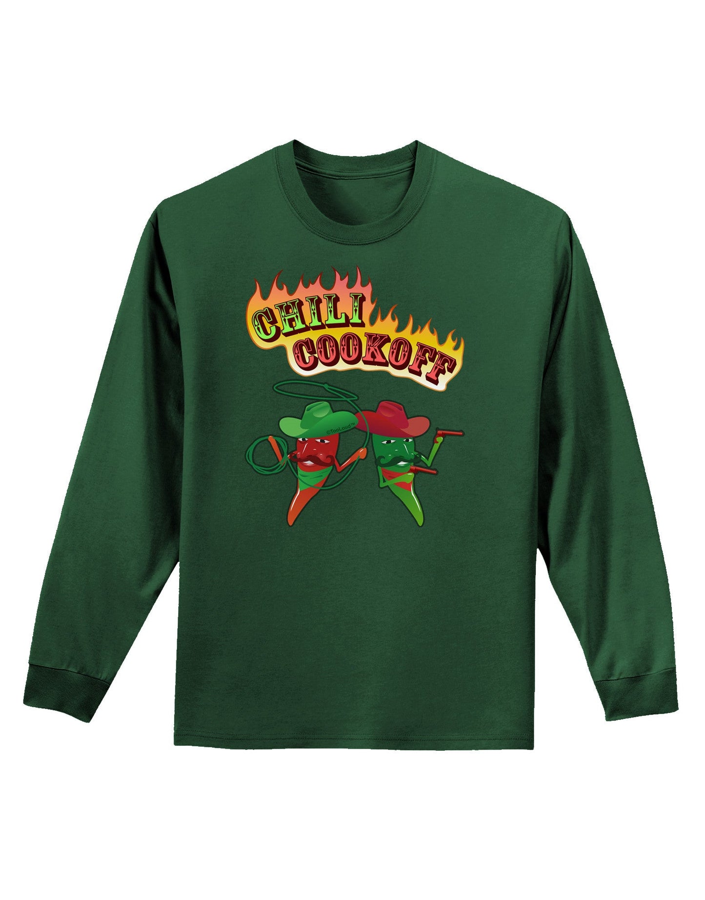 Cowboy Chili Cookoff Adult Long Sleeve Dark T-Shirt-TooLoud-Dark-Green-Small-Davson Sales