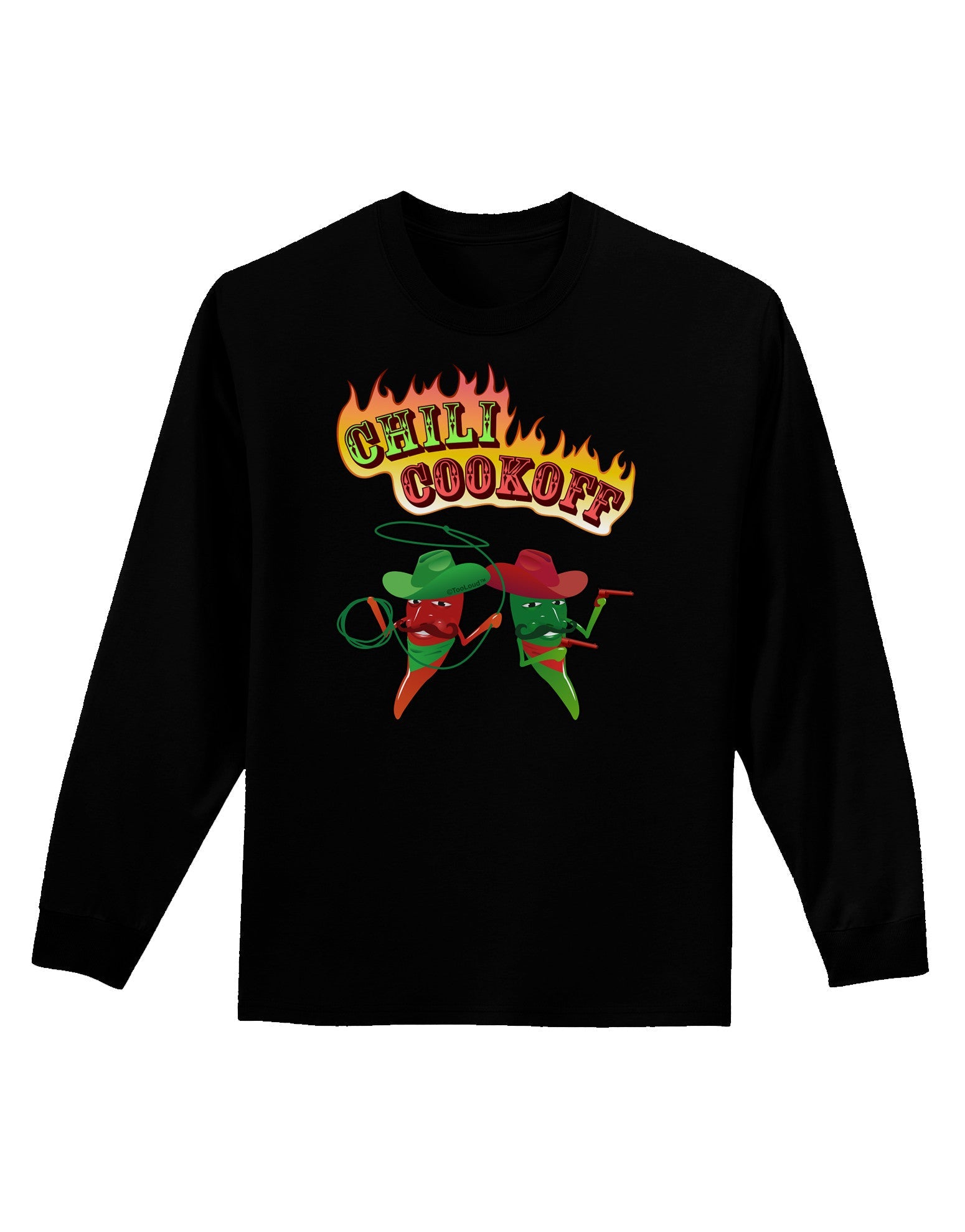 Cowboy Chili Cookoff Adult Long Sleeve Dark T-Shirt-TooLoud-Black-Small-Davson Sales