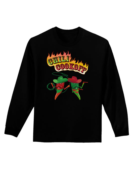 Cowboy Chili Cookoff Adult Long Sleeve Dark T-Shirt-TooLoud-Black-Small-Davson Sales