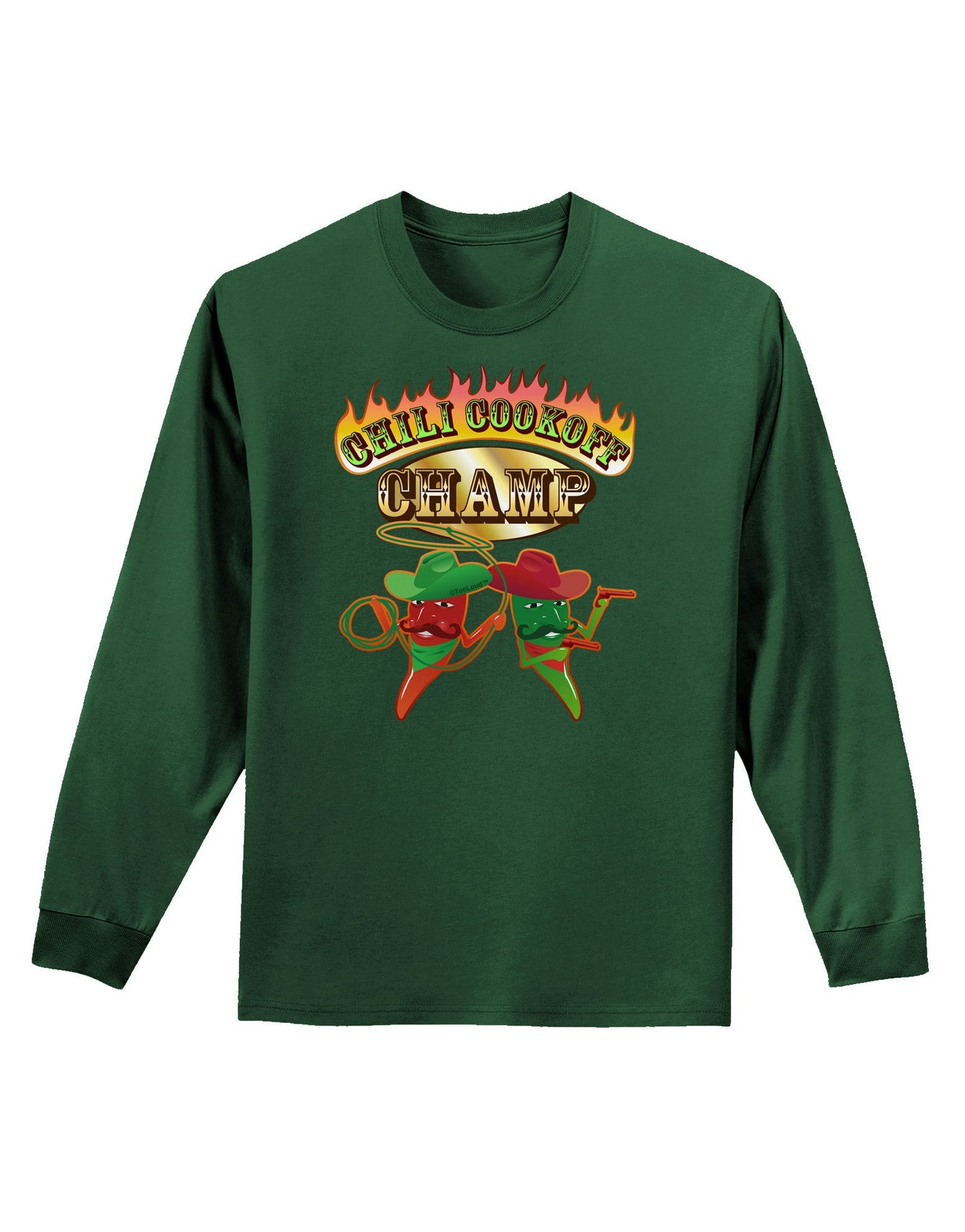 Cowboy Chili Cookoff Champ Adult Long Sleeve Dark T-Shirt-TooLoud-Dark-Green-Small-Davson Sales