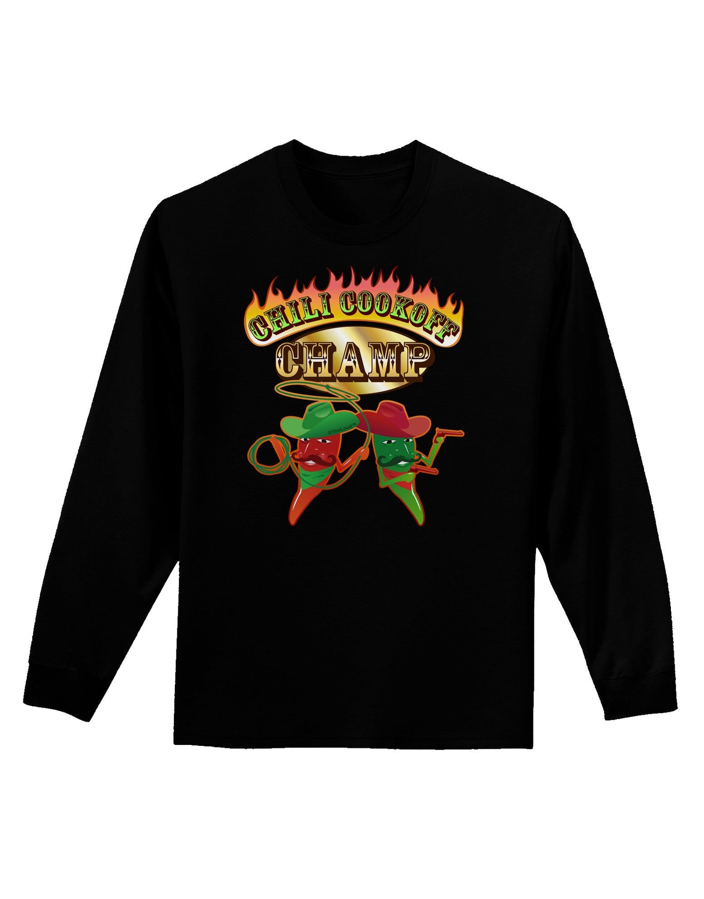 Cowboy Chili Cookoff Champ Adult Long Sleeve Dark T-Shirt-TooLoud-Black-Small-Davson Sales