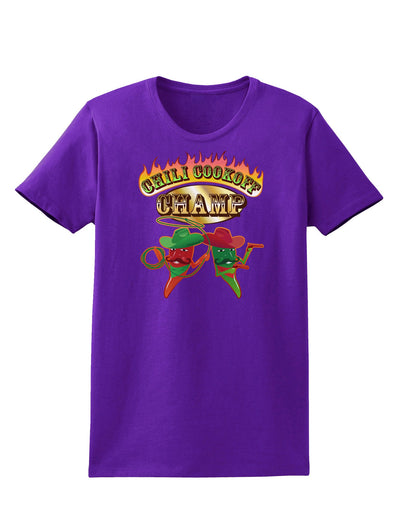 Cowboy Chili Cookoff Champ Womens Dark T-Shirt-TooLoud-Purple-X-Small-Davson Sales