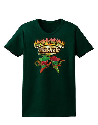 Cowboy Chili Cookoff Champ Womens Dark T-Shirt-TooLoud-Forest-Green-Small-Davson Sales