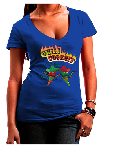 Cowboy Chili Cookoff Womens V-Neck Dark T-Shirt-Womens V-Neck T-Shirts-TooLoud-Royal-Blue-Juniors Fitted Small-Davson Sales