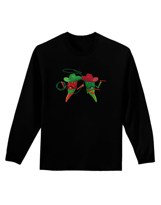 Cowboy Chili Peppers Adult Long Sleeve Dark T-Shirt-TooLoud-Black-Small-Davson Sales