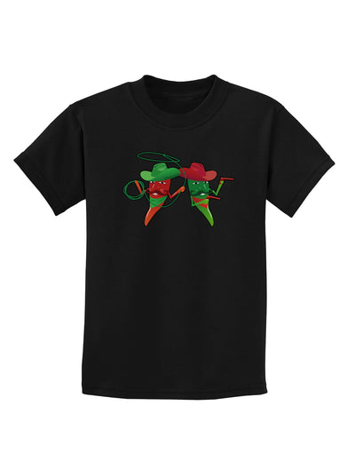 Cowboy Chili Peppers Childrens Dark T-Shirt-Childrens T-Shirt-TooLoud-Black-X-Small-Davson Sales