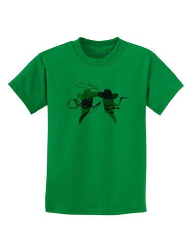 Cowboy Chili Peppers Childrens T-Shirt-Childrens T-Shirt-TooLoud-Kelly-Green-X-Small-Davson Sales