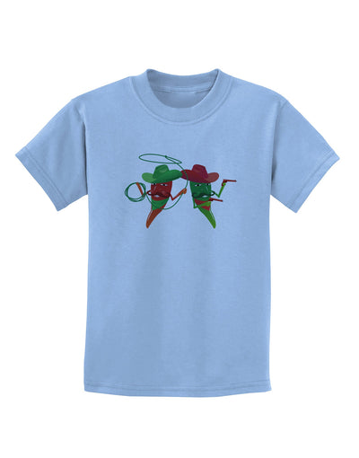 Cowboy Chili Peppers Childrens T-Shirt-Childrens T-Shirt-TooLoud-Light-Blue-X-Small-Davson Sales