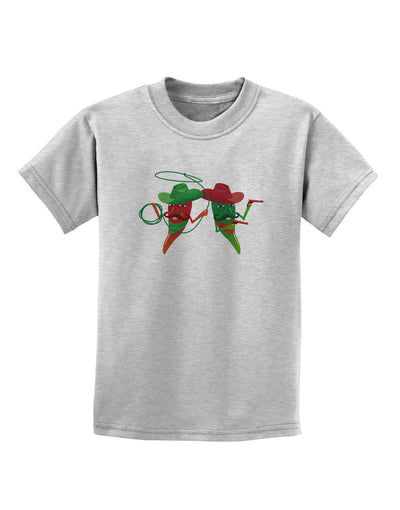 Cowboy Chili Peppers Childrens T-Shirt-Childrens T-Shirt-TooLoud-AshGray-X-Small-Davson Sales