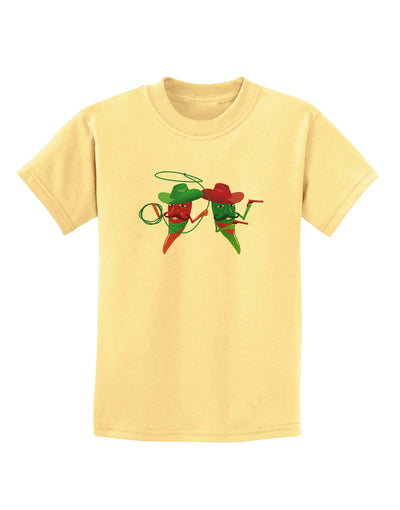 Cowboy Chili Peppers Childrens T-Shirt-Childrens T-Shirt-TooLoud-Daffodil-Yellow-X-Small-Davson Sales