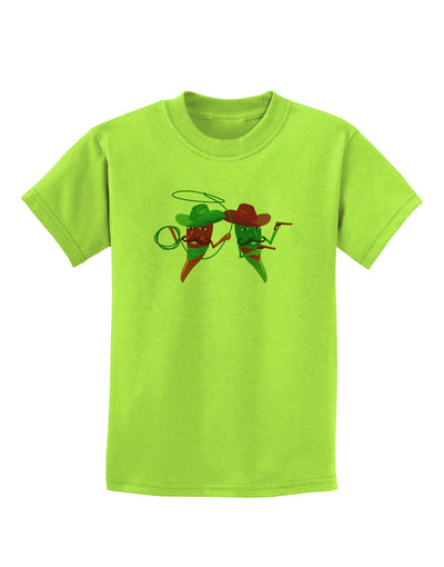 Cowboy Chili Peppers Childrens T-Shirt-Childrens T-Shirt-TooLoud-Lime-Green-X-Small-Davson Sales