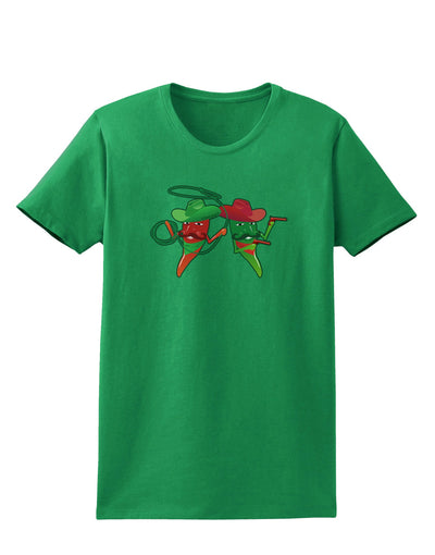 Cowboy Chili Peppers Womens Dark T-Shirt-TooLoud-Kelly-Green-X-Small-Davson Sales