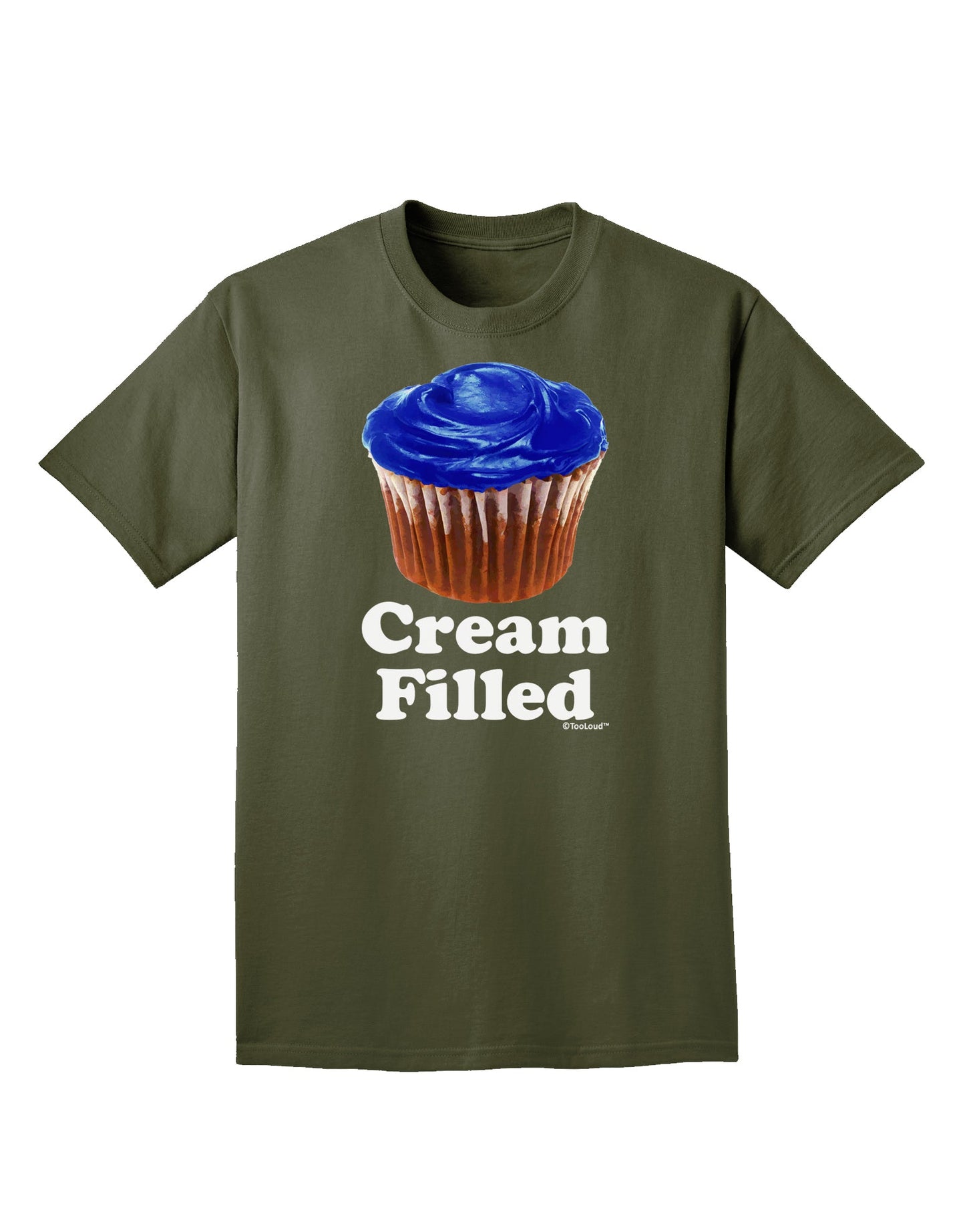 Cream Filled Blue Cupcake Design Adult Dark T-Shirt by TooLoud-Mens T-Shirt-TooLoud-Military-Green-Small-Davson Sales