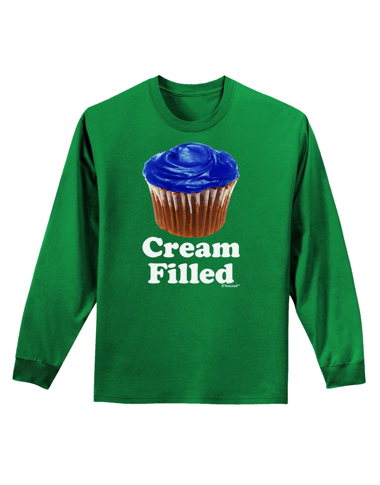 Cream Filled Blue Cupcake Design Adult Long Sleeve Dark T-Shirt by TooLoud-TooLoud-Kelly-Green-Small-Davson Sales