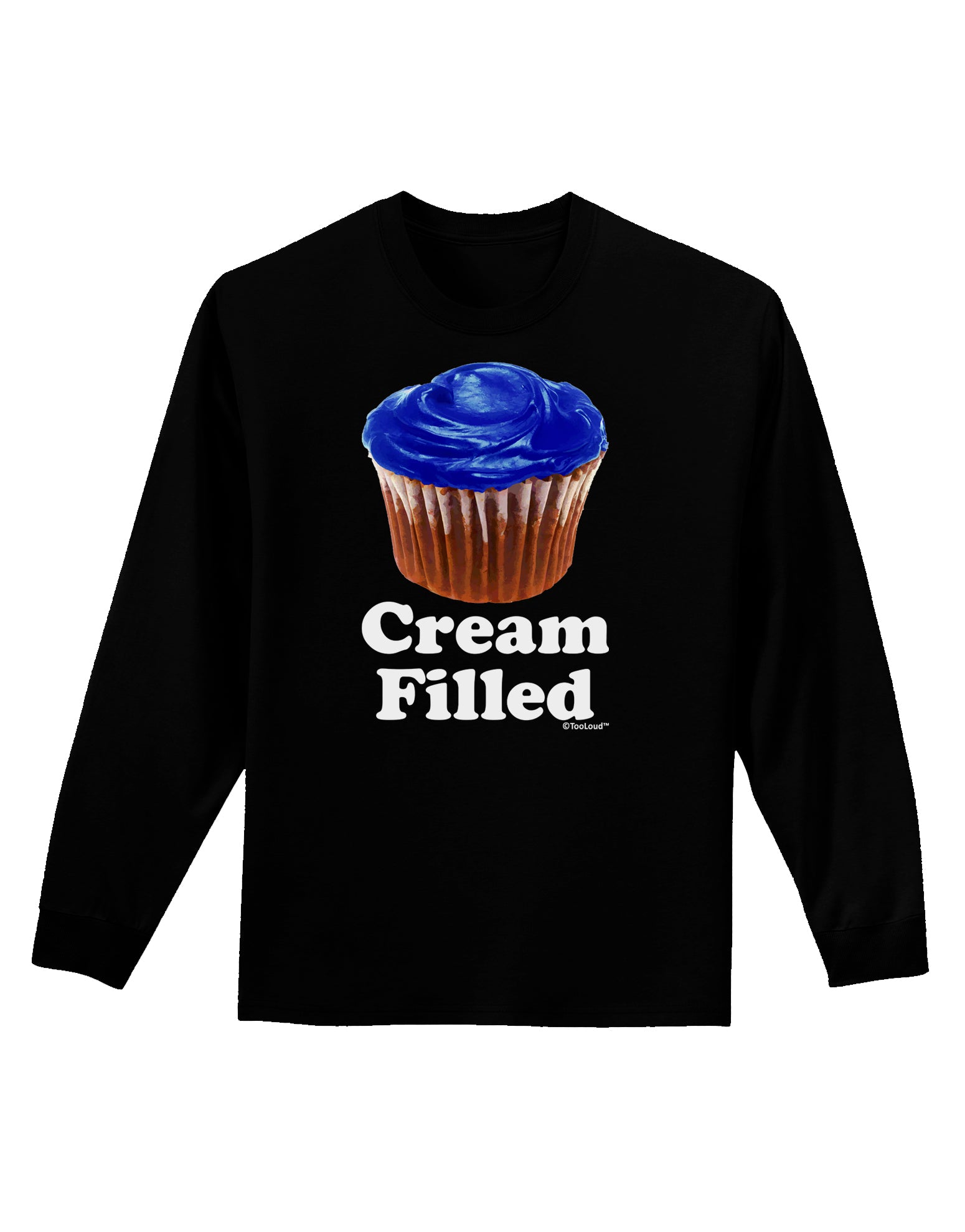 Cream Filled Blue Cupcake Design Adult Long Sleeve Dark T-Shirt by TooLoud-TooLoud-Black-Small-Davson Sales