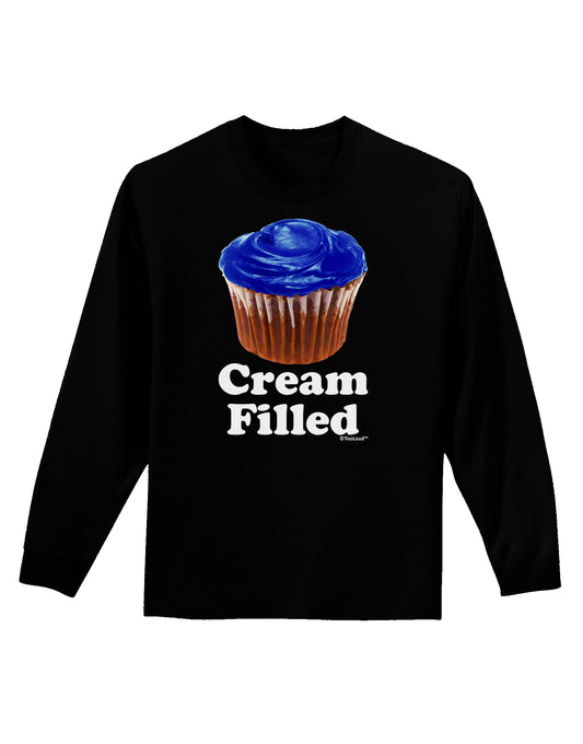Cream Filled Blue Cupcake Design Adult Long Sleeve Dark T-Shirt by TooLoud-TooLoud-Black-Small-Davson Sales